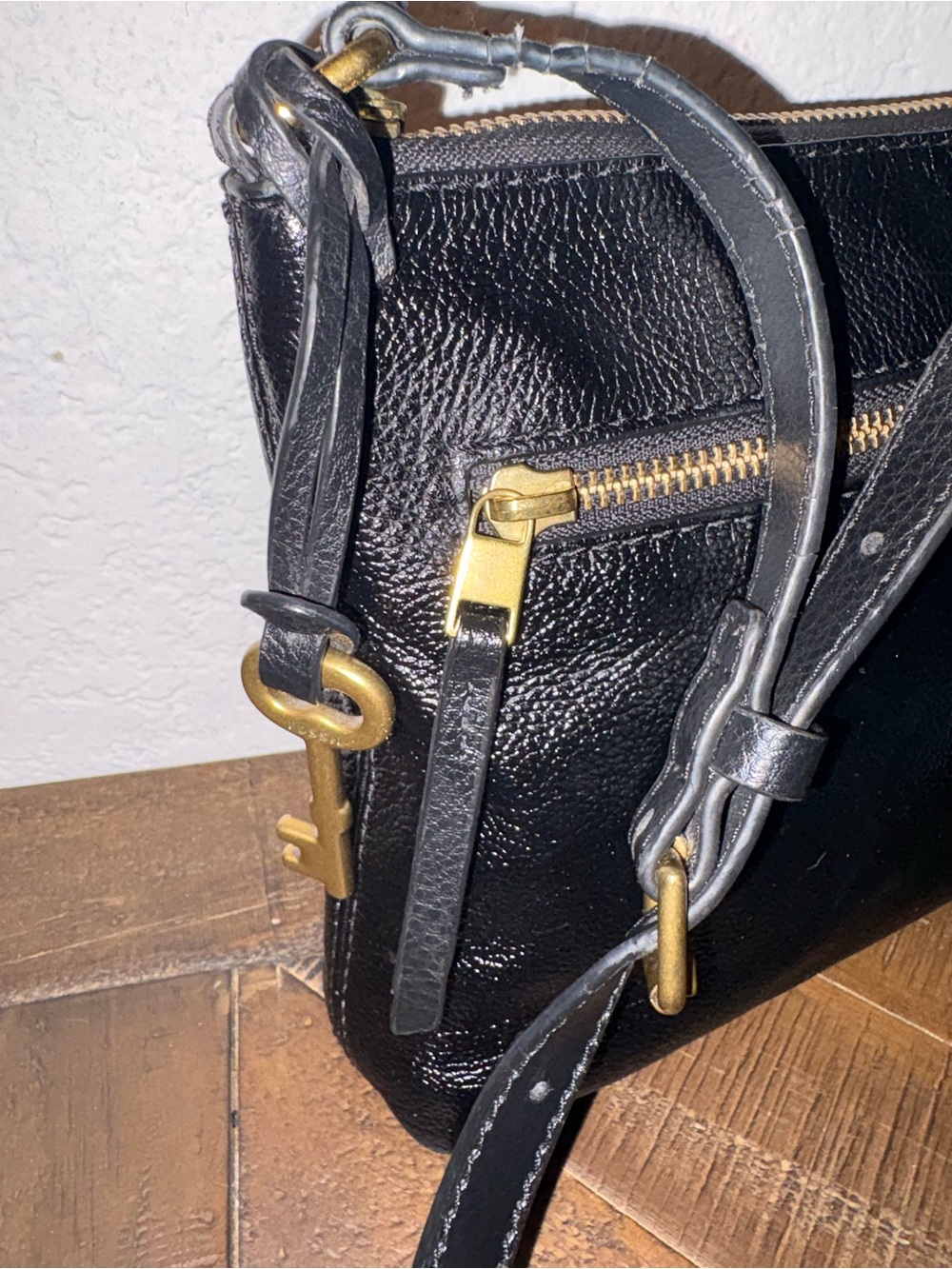 ❤️Fossil Black Leather Crossbody Bag with Matching Wallet - Picture 5 of 6